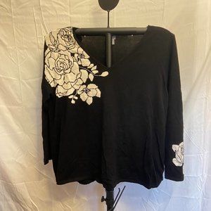Chico's Black Long-Sleeve White Floral Blouse